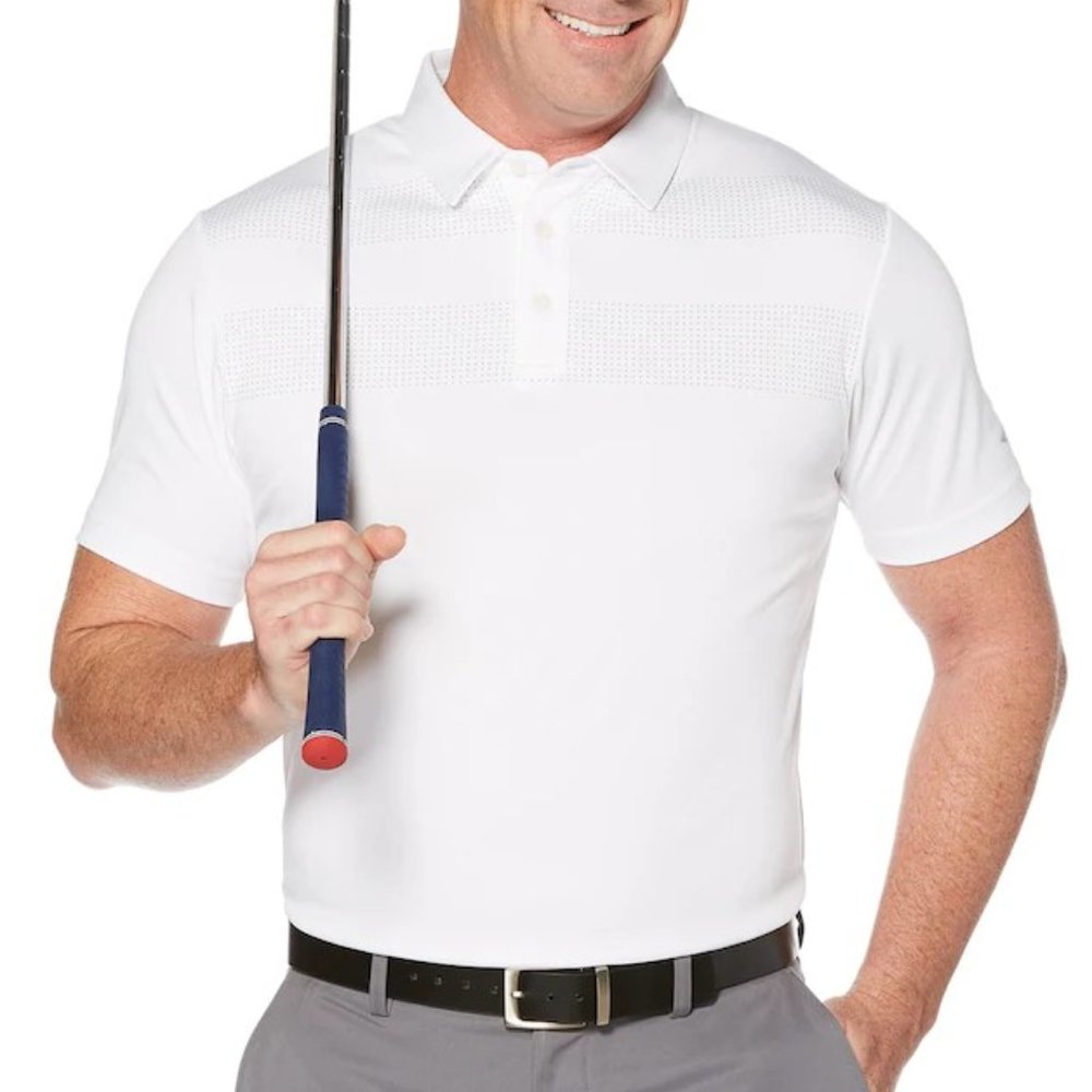 Men's Grand Slam Placement Striped Golf Polo